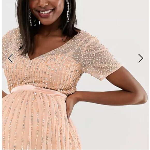 Maternity Maya Peach Maxi Dress - Picture 3 of 9